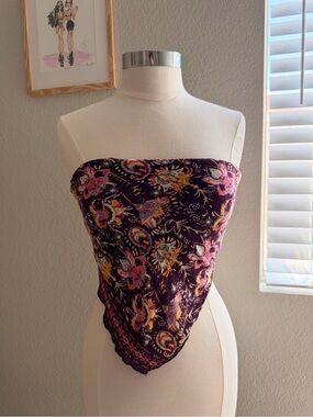 Free People Floral Paisley Strapless Bandana Top